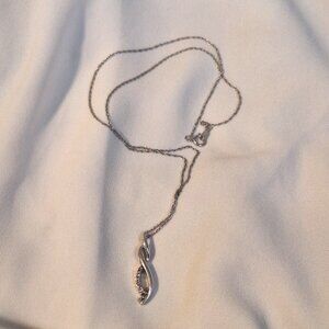 Sterling Silver and Diamond Infinity Pendant and Chain Necklace